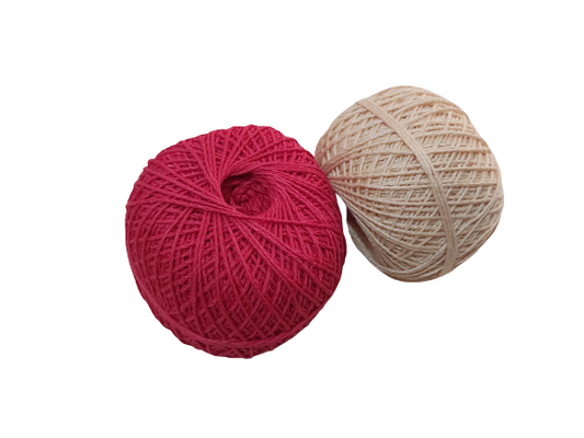 PU 3ply Crochet/Knitting Cotton Yarn combo Red&Offwhite - ZealHobbieZ