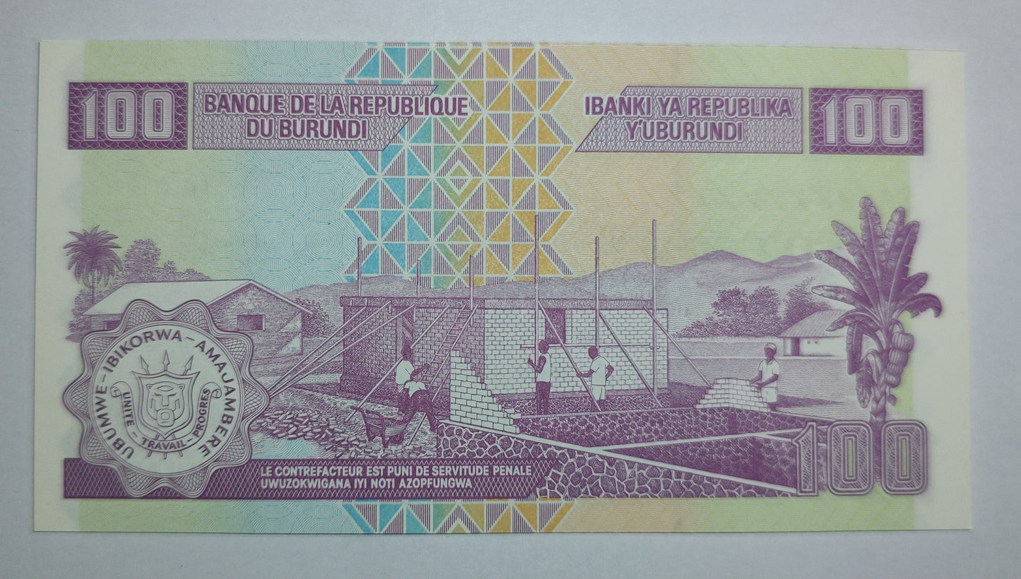 Burundi 100 Francs 2024 P44 UNC - ZealHobbieZ