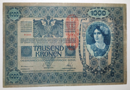 Austria 1000 Kronor 1919 P59 - Used Banknote