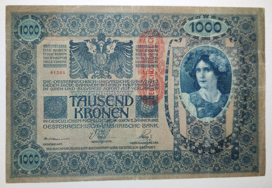 Austria 1000 Kronor 1919 P59 - Used Banknote