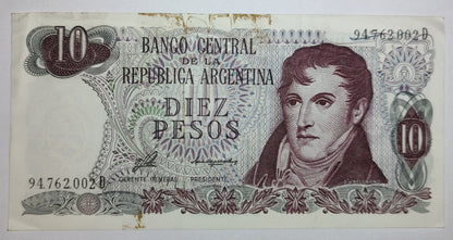 Argentina 10 Pesos 1976 P295 Used N1 - ZealHobbieZ