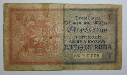 Bohemia Moravia 1 koruna 1940 P3 used