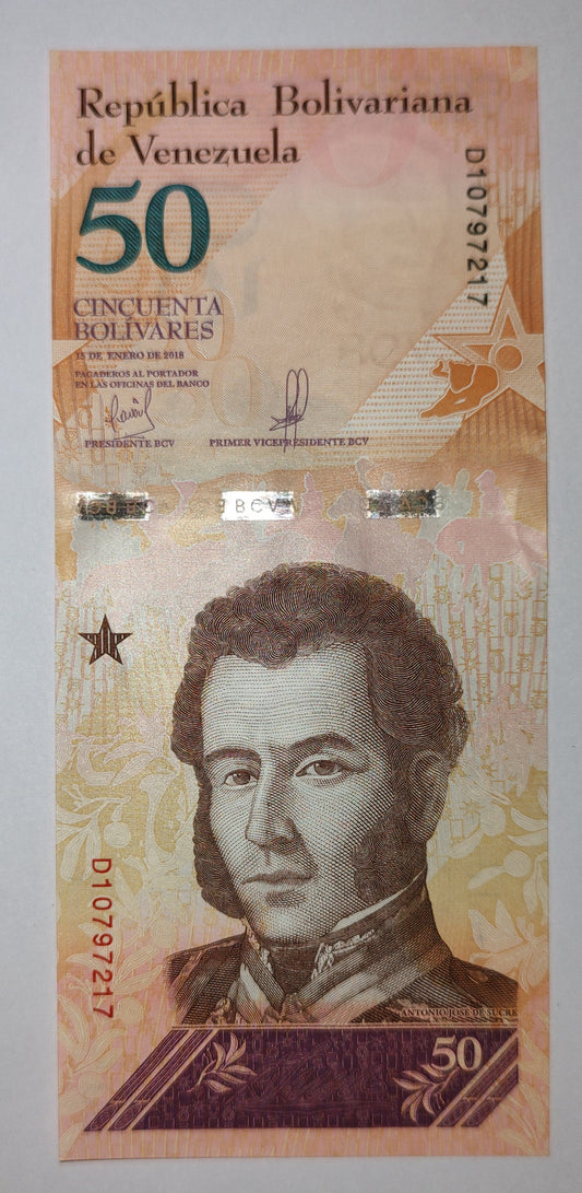 Venezuela 50 Bolívares 2018 P105 UNC - World Bank note collection