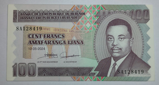 Burundi 100 Francs 2024 P44 UNC - ZealHobbieZ