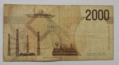 italy 2000 lire 1990 P115 used ( MARCONI)