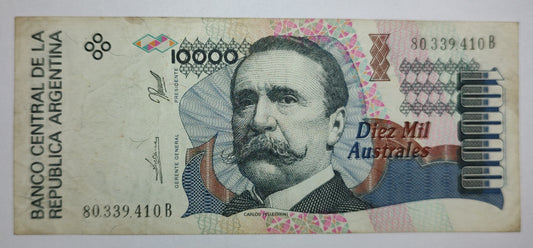 Argentina 10,000 Australs 1989-91 P334 Used