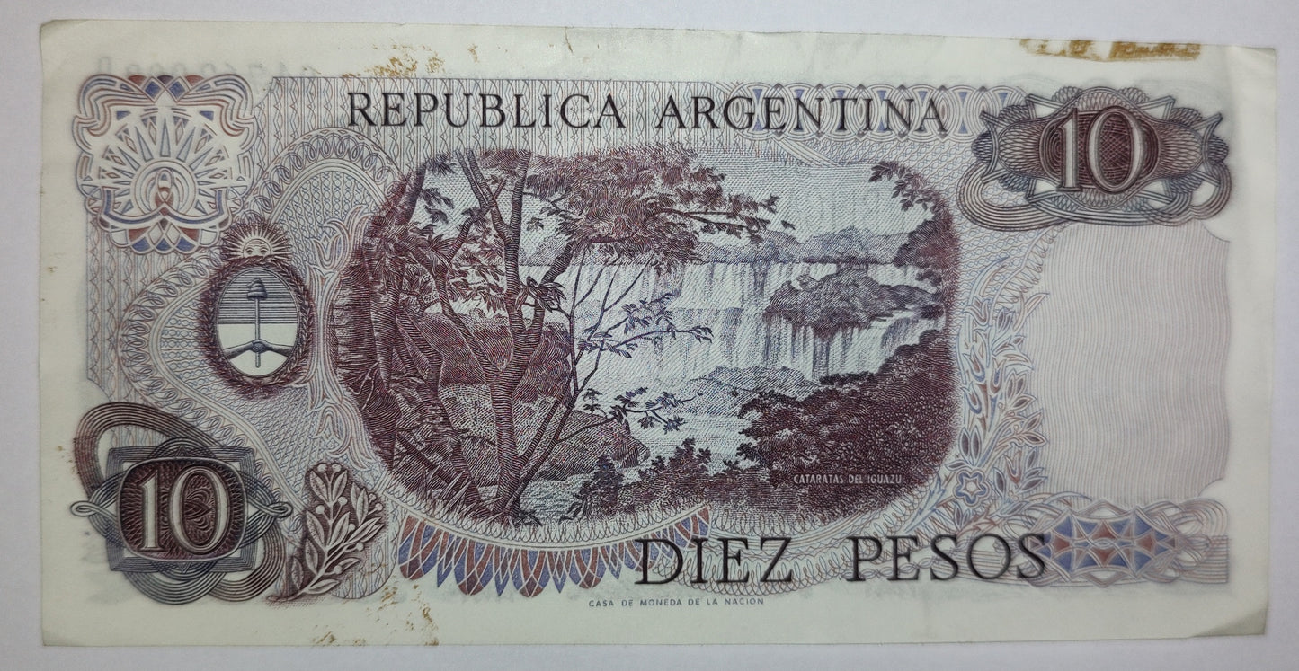 Argentina 10 Pesos 1976 P295 Used N1 - ZealHobbieZ